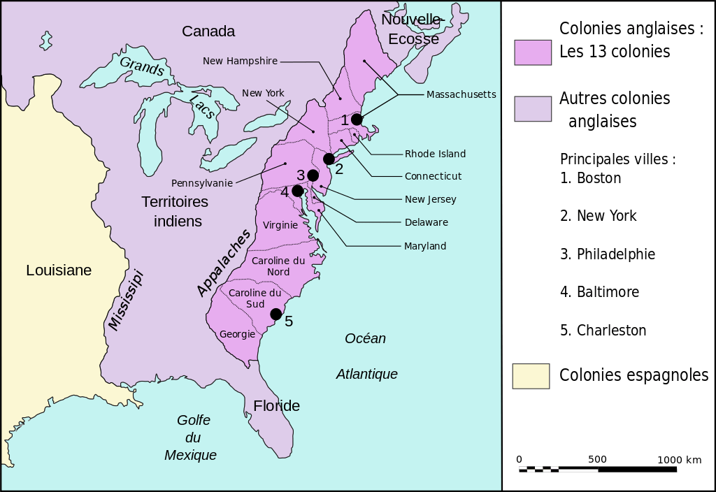 1024px Map Thirteen Colonies 1775 Fr.svg 
