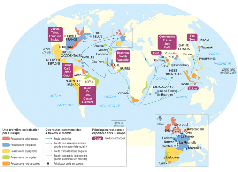 Les Empires Coloniaux Et Les Grands Courants D'échanges Vers 1740